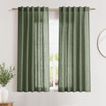 Nanspring Olive Green Linen Sheer Back Tab Curtains 45 Inch Length Semi Sheer by Nanspring