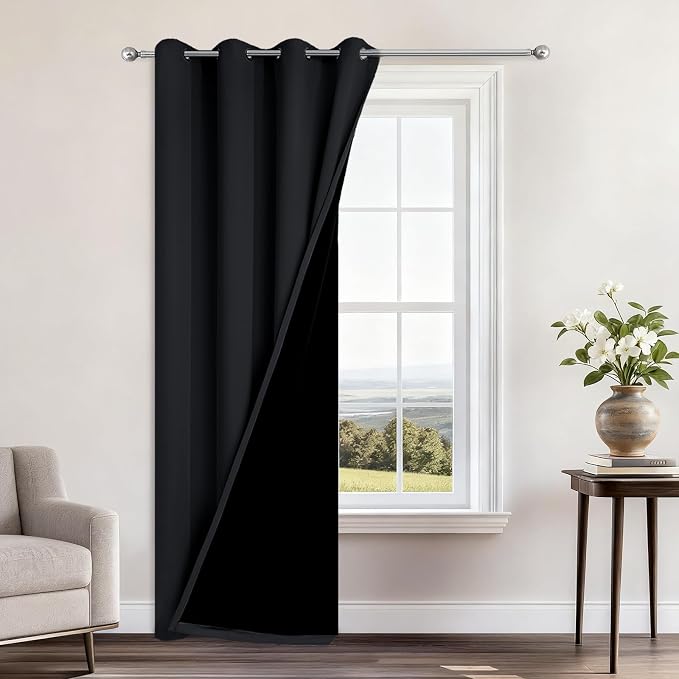 Yakamok 100% Blackout Curtains 96 Inches Long, 2 Thick Layers Heat and Full by Yakamok
