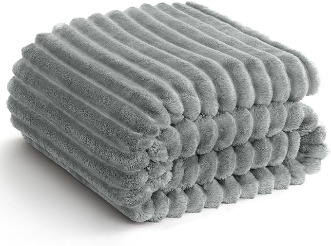 HIMEET Grey Ribbed King Size Blanket by Unknown