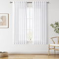 Snow White Linen Curtains 63 Inch Length by Nanspring
