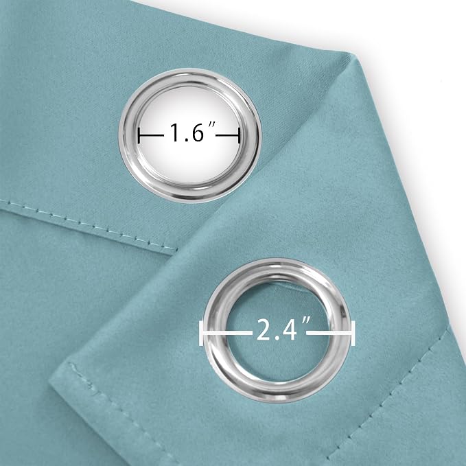 LEMOMO Stone Blue Blackout Curtains/38 x 54 Inch/Set of Two Panels Grommet - Image 5
