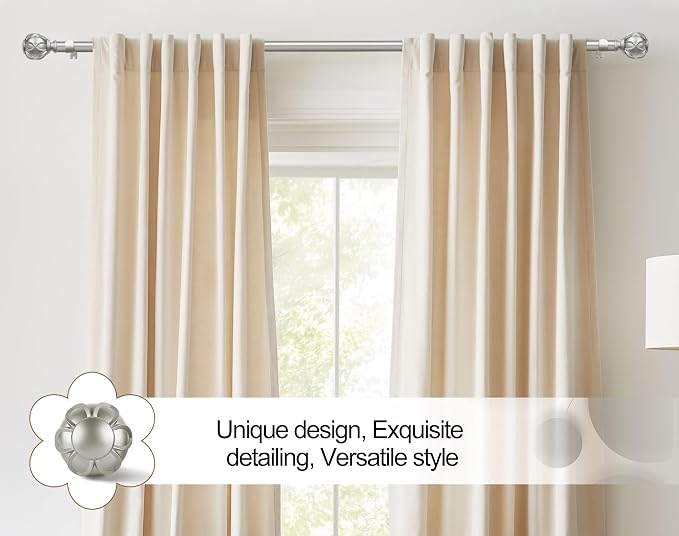 KAMANINA 2 Pack Curtain Rods for Windows 48 to 84 Inch, Antique Silver Heavy - Image 7