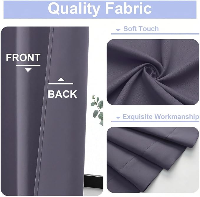 Simplebrand Ava Greyish Purple Short Blackout Curtains - Image 3