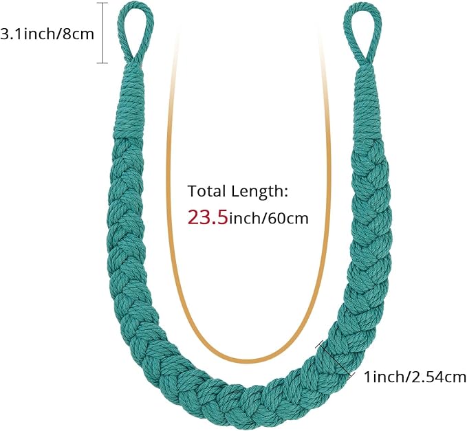 NICEEC 2 Pack Natural Cotton Rope Curtain Tiebacks Elegant Boho Style - Image 3