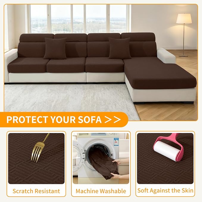 XINEAGE Couch Cushion Covers, Loveseat Sofa Seat Slipcovers - Image 6
