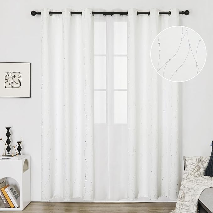 Deconovo White Curtains, Room Darkening Curtain, Thermal Insulated Soundproof - Image 5