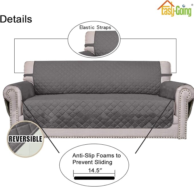 Easy-Going 4 Seater Sofa Slipcover Reversible Sofa Cover Water Resistant Couch - Image 3