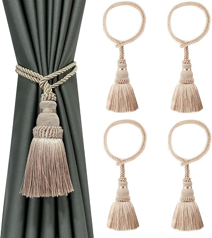 Fenghuangwu 4 Pack Curtain Tie Backs Rope Tassels by fenghuangwu