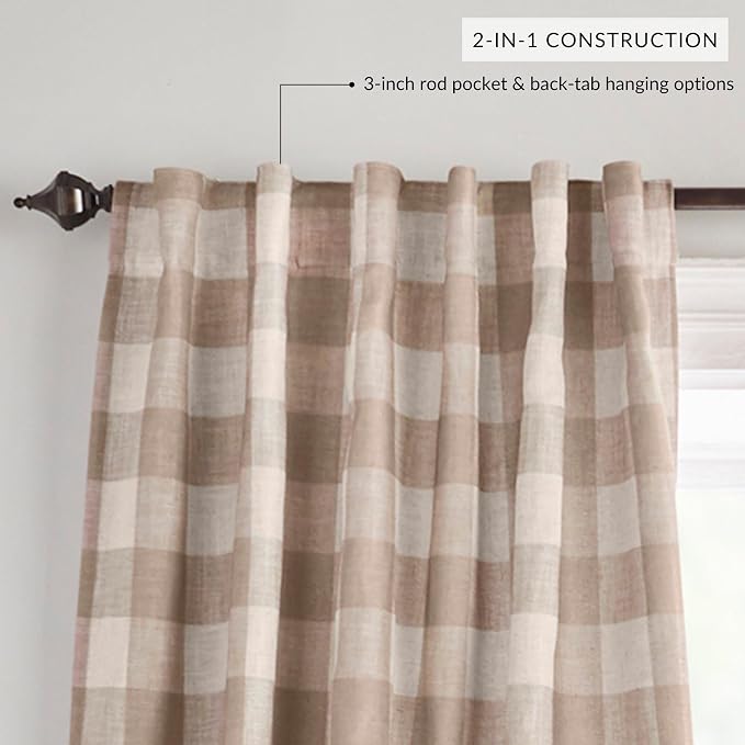 Elrene Home Fashions Farmhouse Living Grainger Buffalo-Check Blackout Window - Image 3