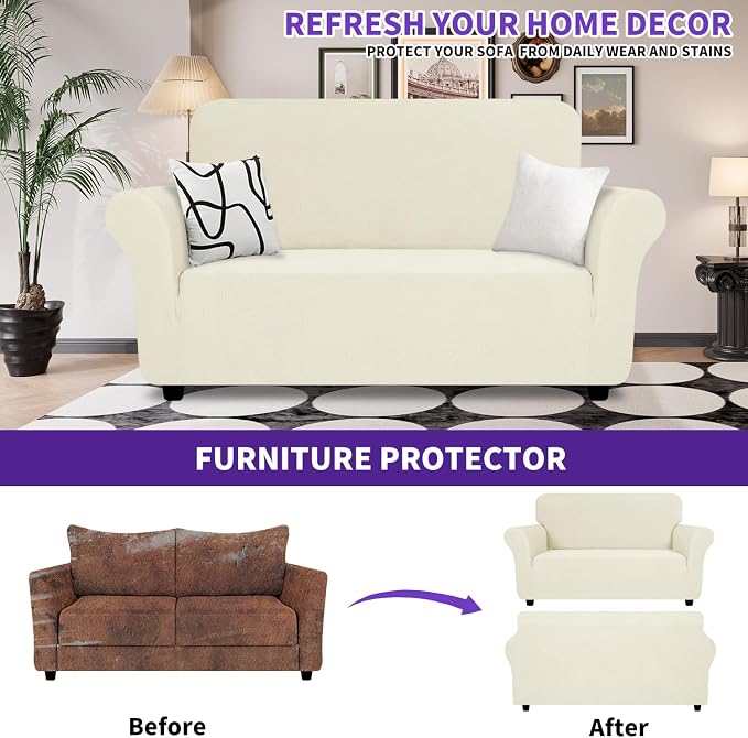 ZNSAYOTX Super Stretch Loveseat Covers, New Striped Love Seat Slipcover - Image 2
