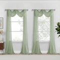 Green Sheer Curtains 216 Inches Long, Extra Long Light Filtering Modern Scarf by Home