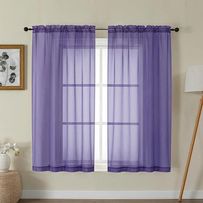 Gwine Sheer Curtains for Bedroom 54 inches Long by Gwine