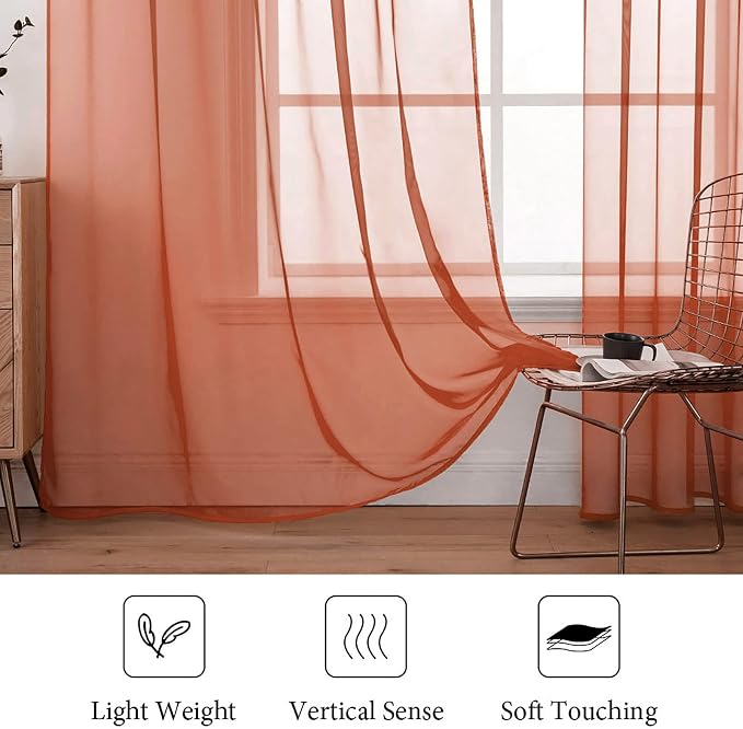 MIULEE 2 Panels Solid Color Sheer Window Curtains Elegant Window Voile Fall - Image 4