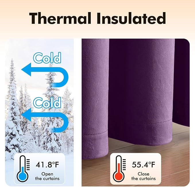 MIULEE Velvet Curtains Purple Elegant Grommet Thermal Insulated Soundproof Room - Image 5