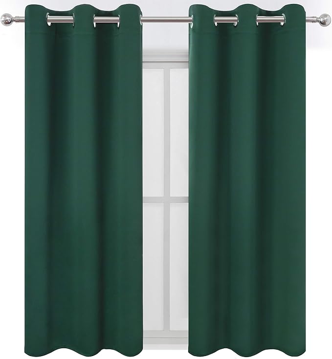 LEMOMO Green Blackout Curtains 34 x 54 Inch Length/Set of 2 Curtain - Image 2