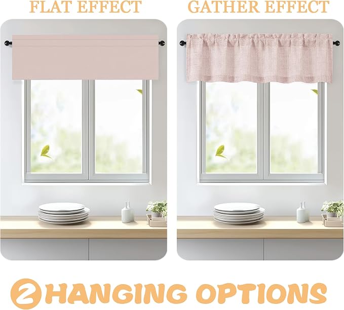 OWENIE Blush Pink Valances for Windows 1 Pcs 22 Inch Length, Light Filtering - Image 5