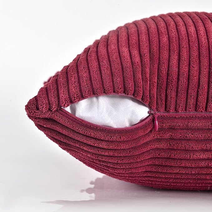 Fancy Homi 2 Packs Burgundy Long Lumbar Decorative Throw Pillow Covers 12x24 - Image 4