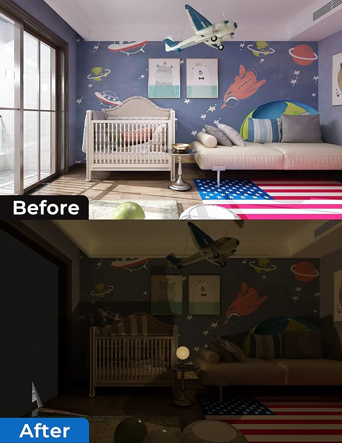 Blackout Curtains for Bedroom 114"x57" Portable No Drill Black Out Curtains - Image 6