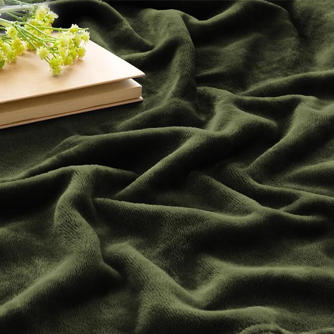 BEDELITE Fleece Blanket Olive Green Throw Blankets - Image 3