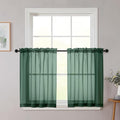 Hunter Green Kitchen Curtains 30 Inch Length Tier 2 PCS, Solid Soft Half by WelvetBLK