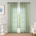 OWENIE Sheer Curtains 84 Inches Long 2 Panels Set, Sage Green Sheer Curtain by OWENIE