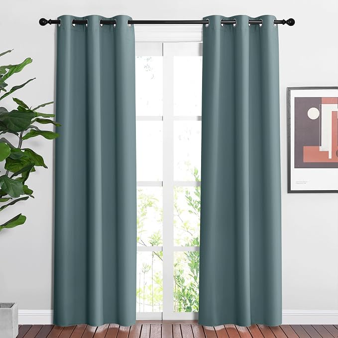 NICETOWN Blackout Greyish Blue Curtains & Drapes by NICETOWN