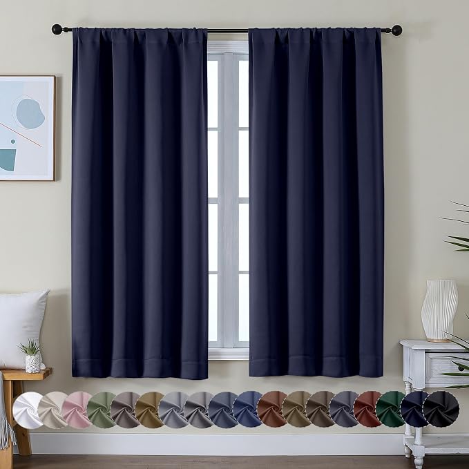 Simplebrand Ava Navy Blue Blackout Curtains by Simplebrand