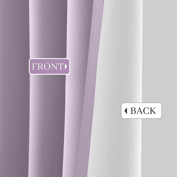 Yakamok Lilac 100% Blackout Curtains 63 Inches Long - Image 4