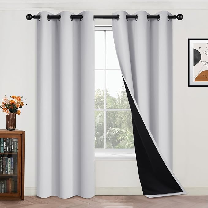 Yakamok 100% Blackout Curtains 84 Inches Long, 2 Thick Layers Heat and Full by Yakamok