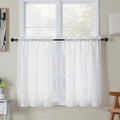 Simplebrand Semi Sheer White Curtains 36 Inch Length 2 Panels, Geometric by Simplebrand