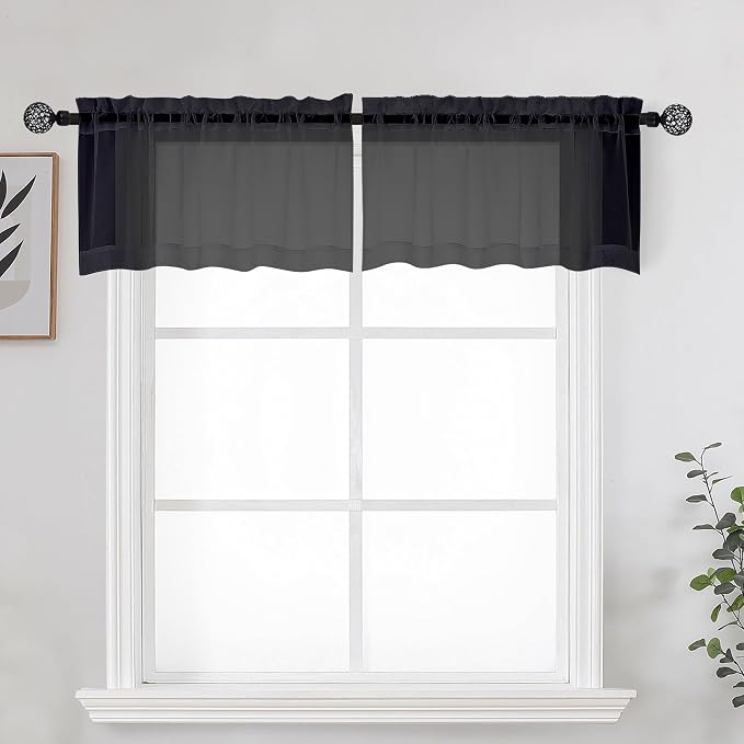 OWENIE Black Sheer Kitchen Valance by OWENIE