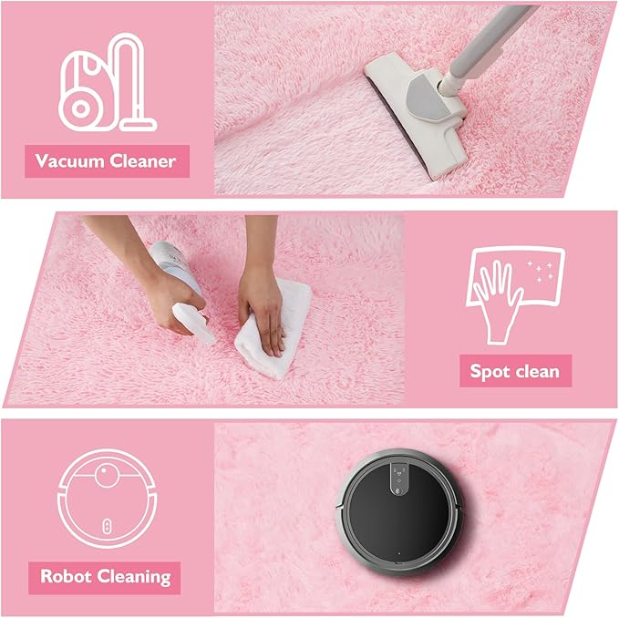 9x12 Fluffy Area Rugs for Living Room, Large Pink Fuzzy Shag Area Rug for - Image 4