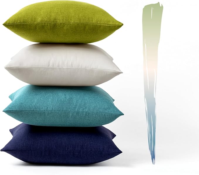 MIULEE Pack of 4 Decorative Outdoor Throw Pillow Covers Linen Waterproof Pillow - Image 7