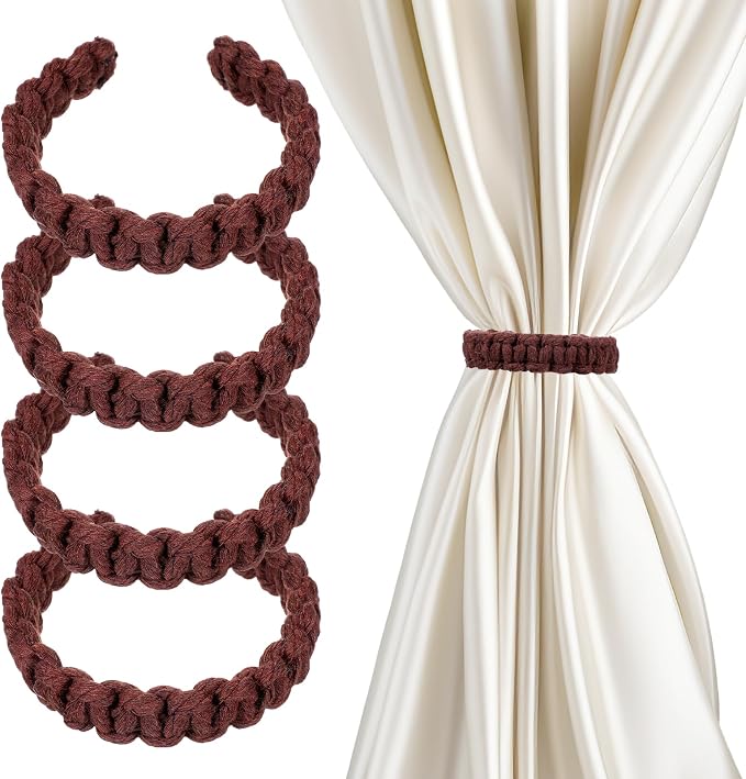 Ptwola 4 Pack Braided Curtain Tiebacks Boho Elegant Rustic Curtain Holdbacks by Unknown