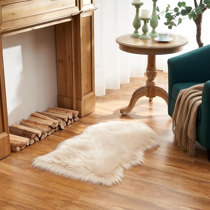 EasyJoy Ultra Soft Fluffy Shaggy Area Rug Faux Fur Rug Chair Cover Seat Pad - Image 2