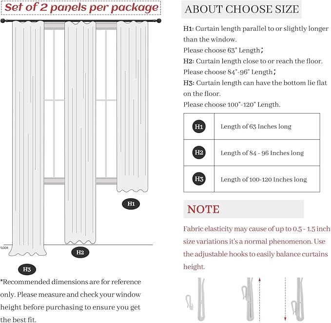 144 Inch Extra Long Beige White Light Filtering Sheer Curtains - Image 9