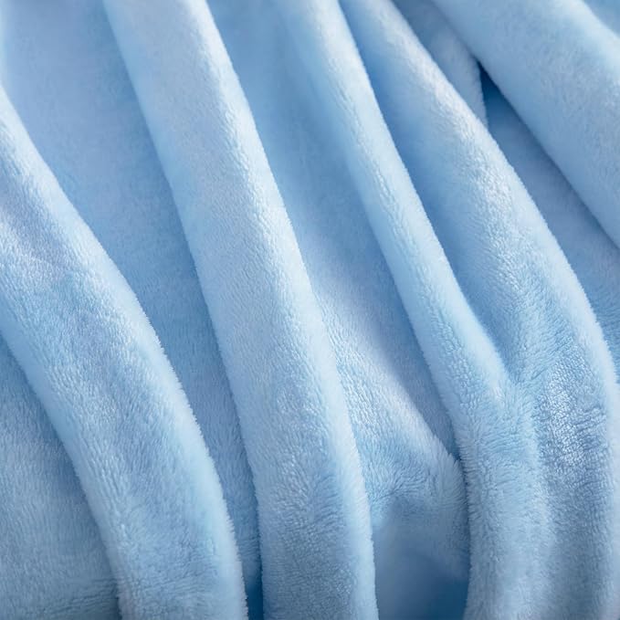 JIAHANNHA Light Blue Throw Blanket Fleece Blanket Throw Size, Super Soft Cozy - Image 5