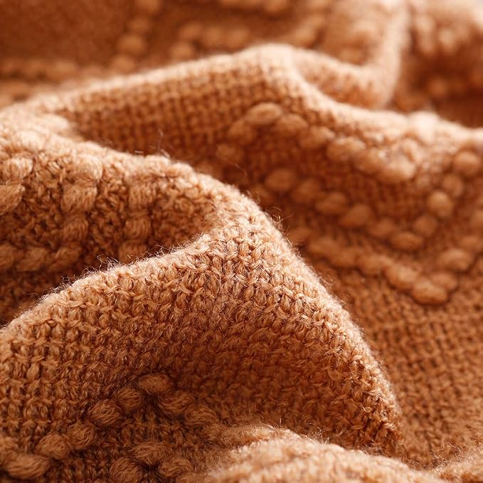 BOURINA Almond Throw Blanket 50 x90 Inches Throw Textured Solid Soft Sofa Throw - Image 5