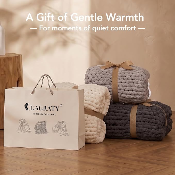 L'AGRATY Chunky Knit Throw Blanket - Image 7