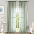 OWENIE Extra Long Sage Green Sheer Curtains 144 inch 2 Panels Set, Translucent by OWENIE