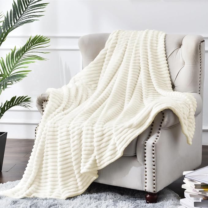 BEDELITE Fleece Throw Blanket for Couch – 3D Ribbed Jacquard Soft and Warm - Image 2