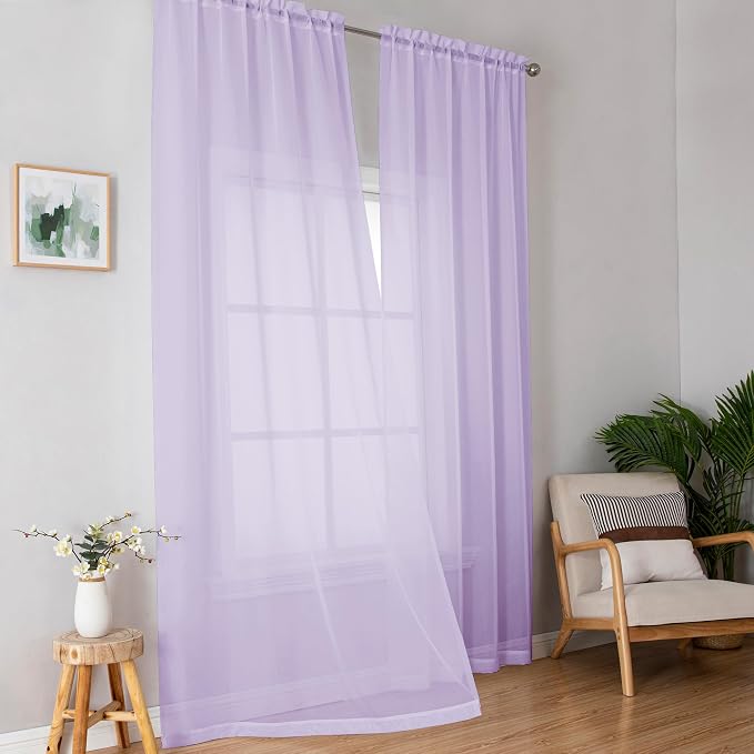OWENIE Extra Long Sheer Curtains 96 inches Long - Image 2