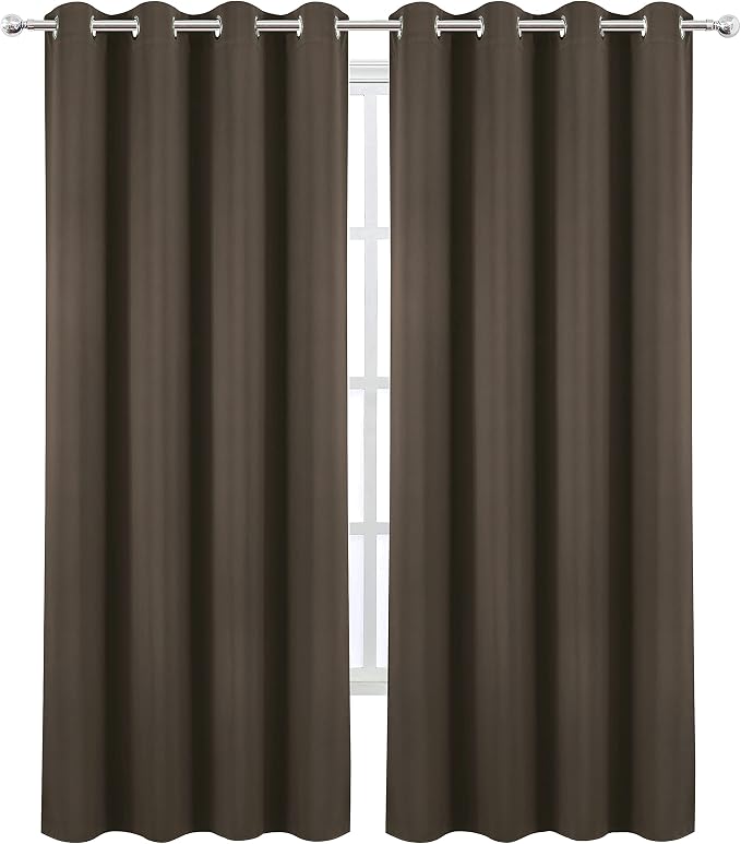 LEMOMO Blackout Curtains 66 x 95 inch/Chocolate Brown Curtains Set of 2 - Image 2