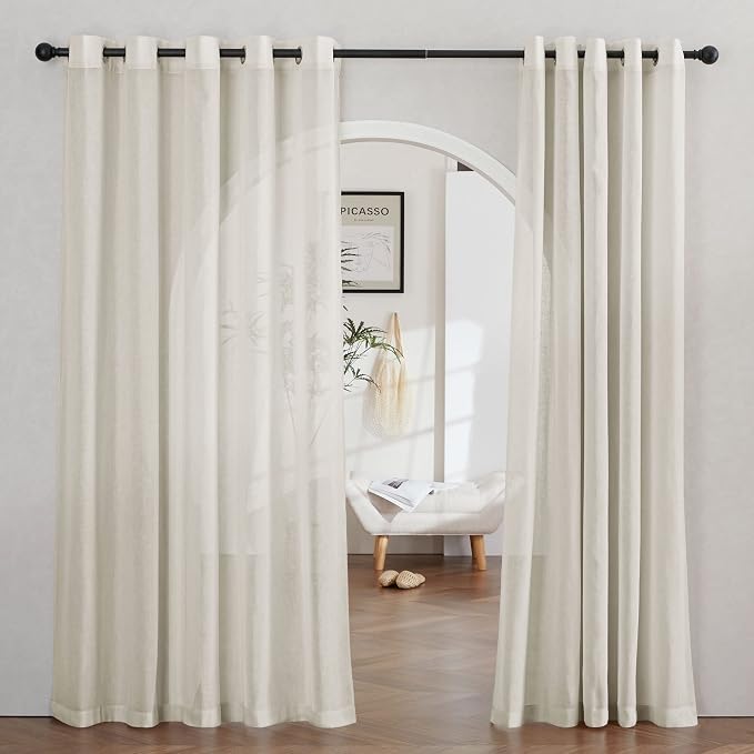 NICETOWN Semi Sheer Curtains Linen Blend Extra Wide by NICETOWN