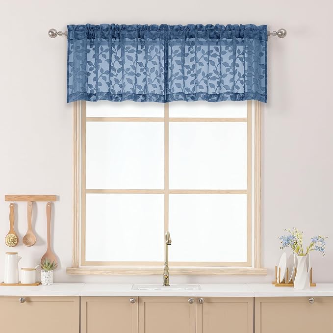 Chyhomenyc Dusty Blue Sheer Valances by Chyhomenyc