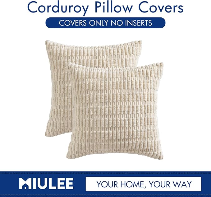 MIULEE Pack of 2 Corduroy Decorative Throw Pillow Covers 18x18 Inch Soft Boho - Image 6