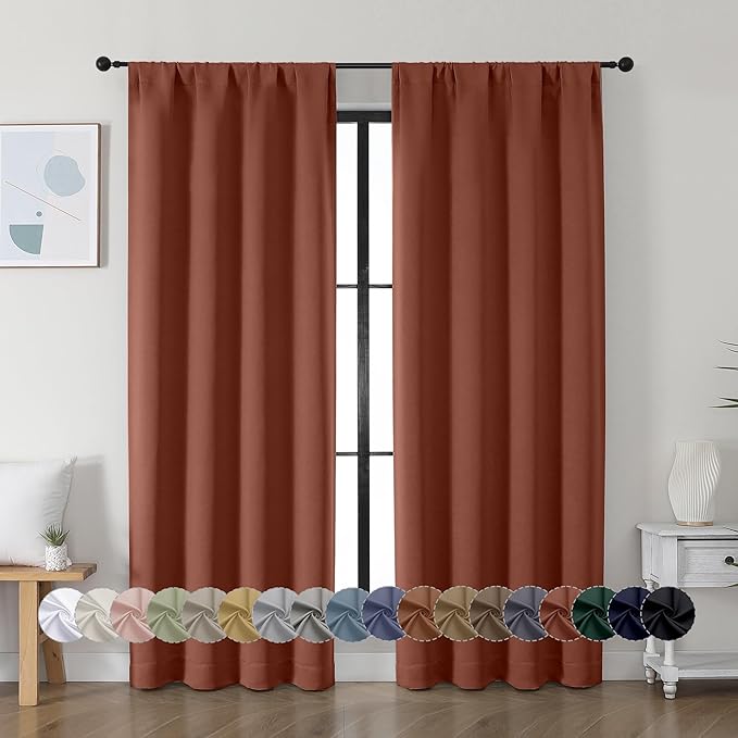 Simplebrand Ava Terracotta Blackout Curtains by Simplebrand