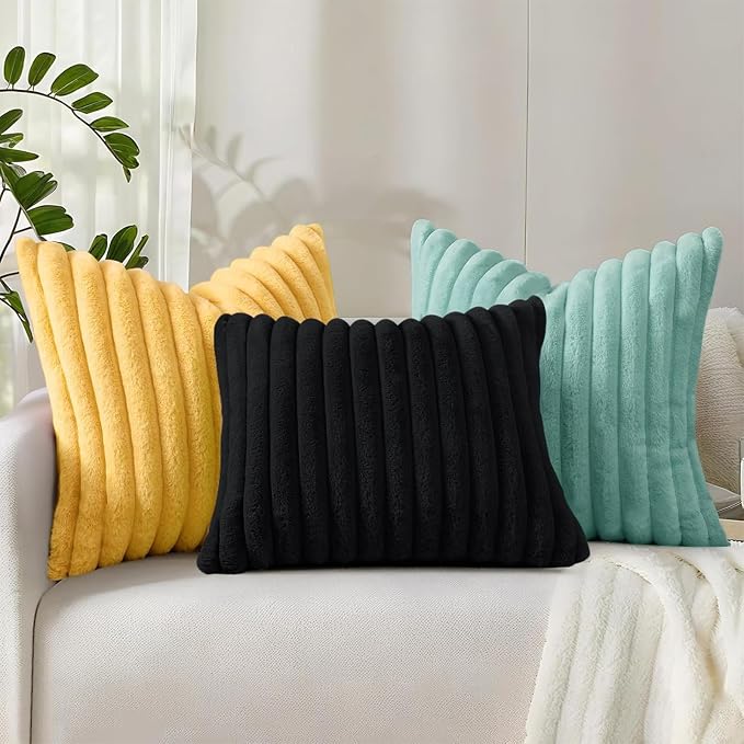 decorUhome Summer Cozy Faux Fur Throw Pillow Covers 24x24 Set of 2 Decorative - Image 9