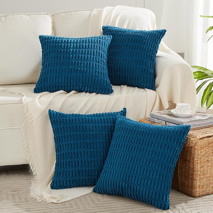 Fancy Homi 4 Packs Teal Decorative Throw Pillow Covers 20x20 Inch by Fancy+Homi