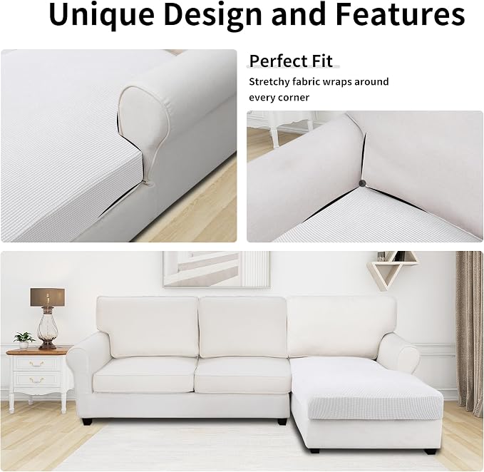 Easy-Going Stretch Sectional Couch Covers 1 Piece Chaise Lounge Slipcover L - Image 3